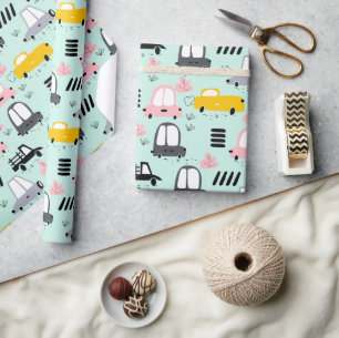 Papel de envolvimiento brillante de los autos retr