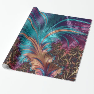 Papel de envolvimiento brillante de plumas fractal