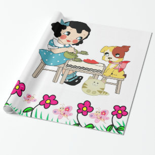 Papel de envolvimiento brillante, flor de gato de 