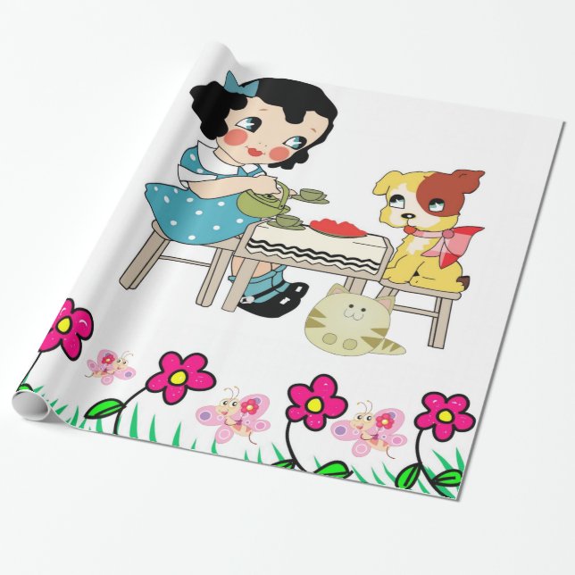 Papel de envolvimiento brillante, flor de gato de  (Desenrollado)