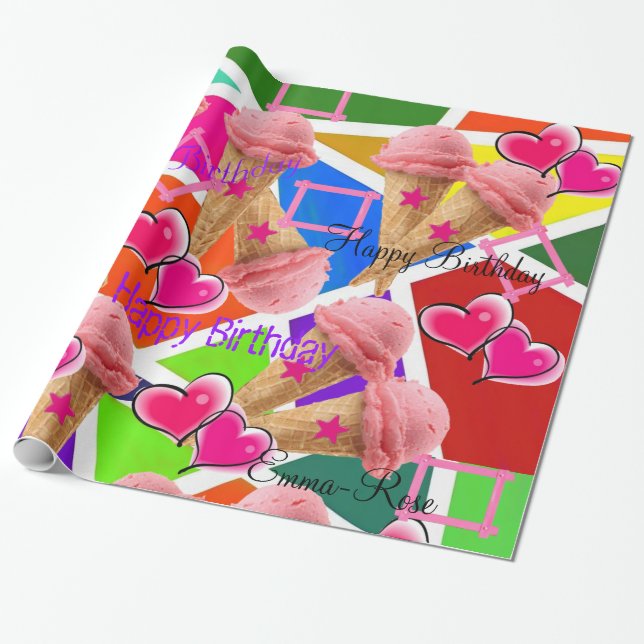 Papel de envolvimiento brillante, helado de fresa (Desenrollado)