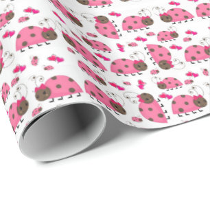 Papel de envolvimiento brillante Ladybug rosa