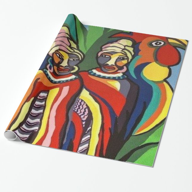 Papel de envolvimiento brillante, loro de mujeres  (Desenrollado)