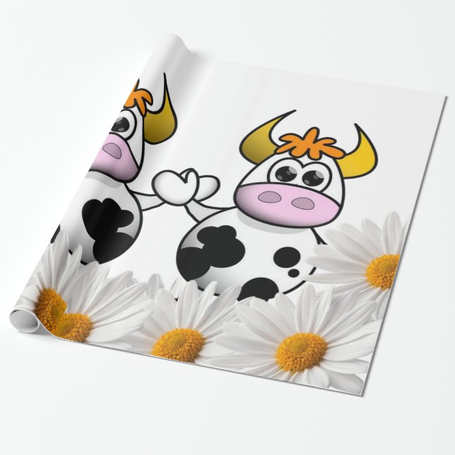 Papel de envolvimiento brillante, margarita blanca (Desenrollado)