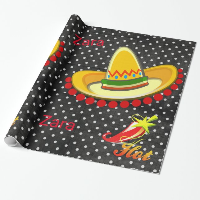 Papel de envolvimiento brillante, morrón de polkad (Desenrollado)