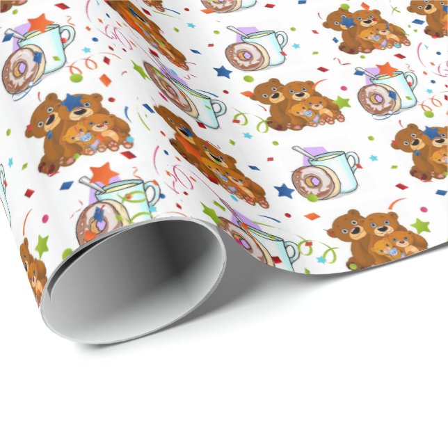 Papel de envolvimiento brillante Oso de peluche (Esquina del rollo)