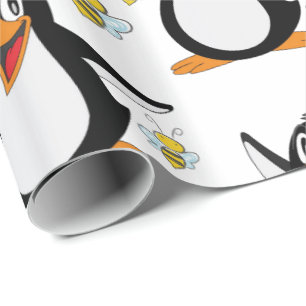 Papel de envolvimiento brillante pingüino abejorro