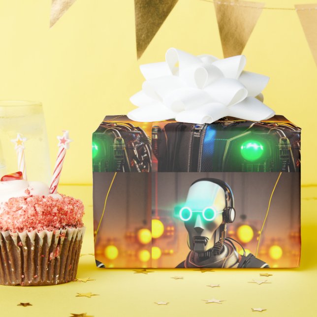 Papel de envolvimiento brillante Robot 2 (Fiesta de cumpleaños )