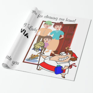 Papel de envolvimiento brillante, señora de limpie