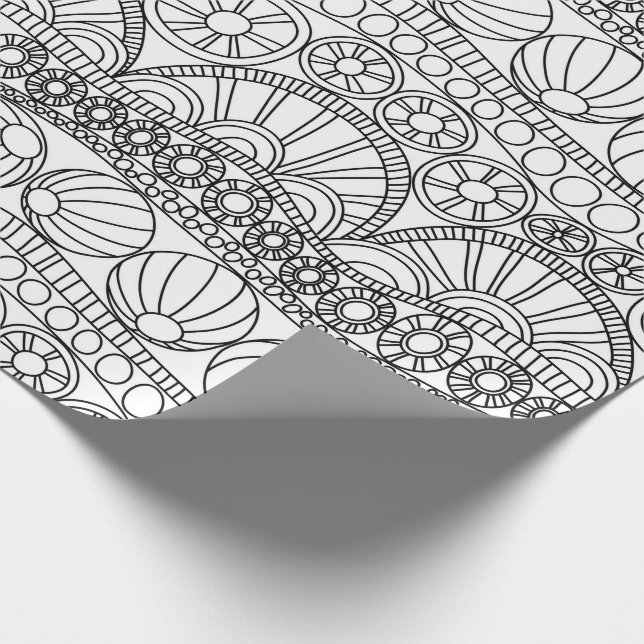 Papel de envolvimiento - Círculos de garrapatas B/ (Esquina)