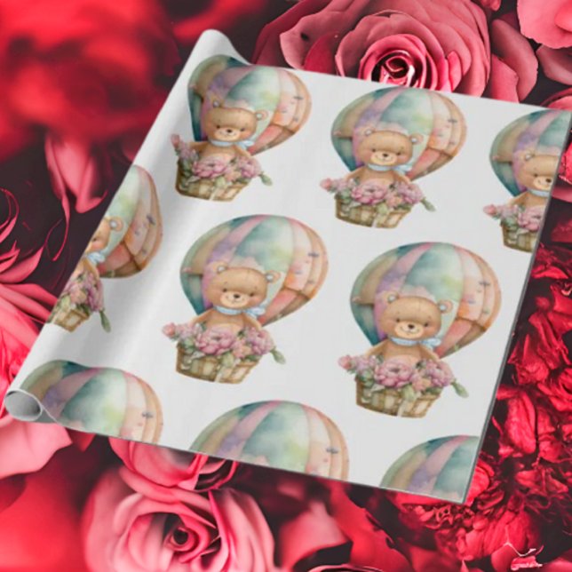 Papel de envolvimiento con globo de oso de peluche (Bring your dream party to life with our selection of quality Teddy Bear themed party supplies )