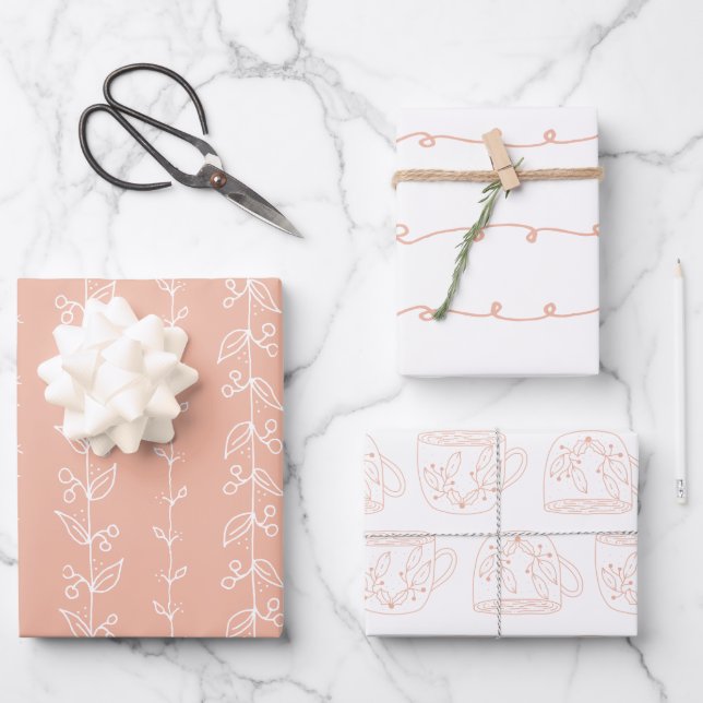 Papel de envolvimiento con motivos festivos de col (Anverso)