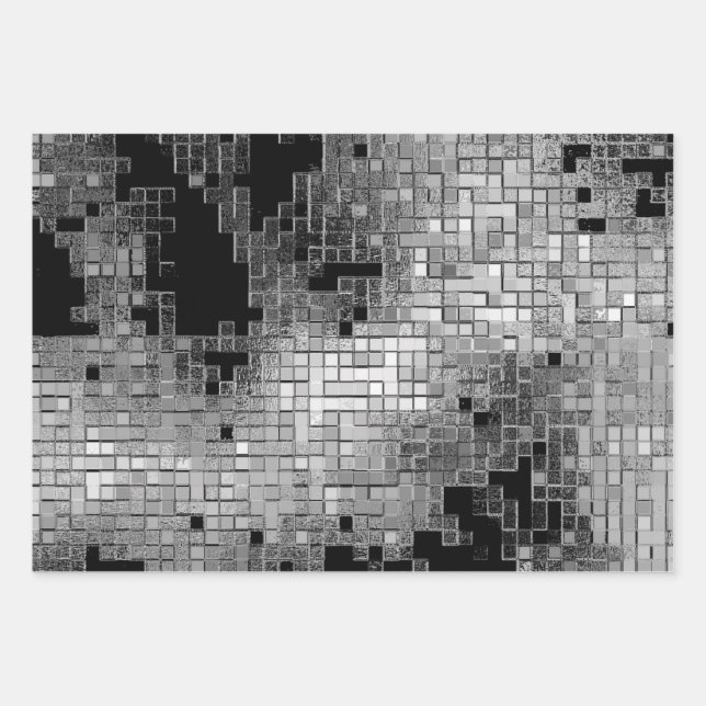 Papel de envolvimiento con un patrón cromado gris (Anverso)