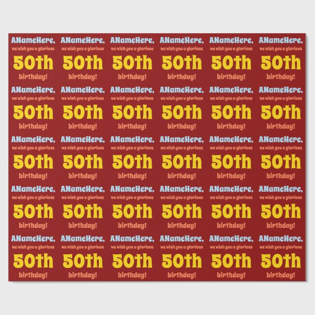 Papel de envolvimiento de 50 años simple y colorid (Superficie plana)