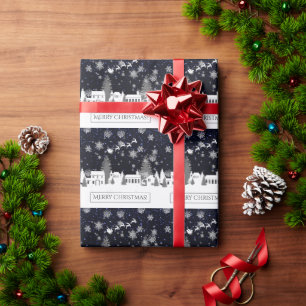 Papel de envolvimiento de aldea de navidades