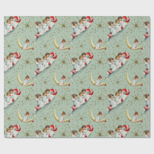 Papel de envolvimiento de ángeles de Navidad vinta