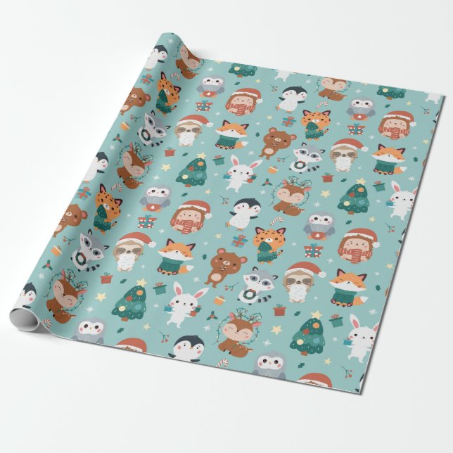 Papel de envolvimiento de animales adorables (Desenrollado)