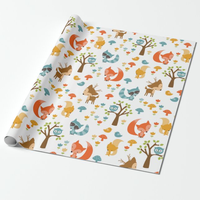 Papel de envolvimiento de animales de bosque (Desenrollado)