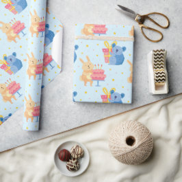 Papel de envolvimiento de animales de cumpleaños l