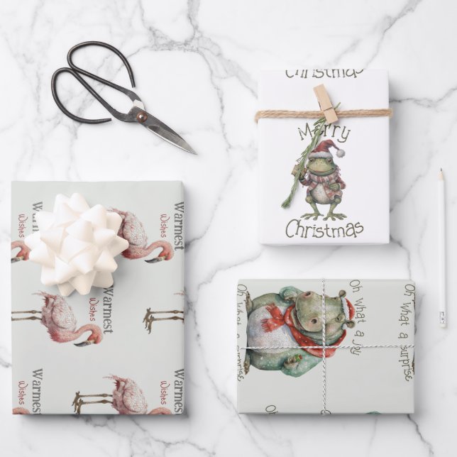 Papel de envolvimiento de animales Hoja plana de 3 (Anverso)