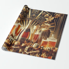 Papel de envolvimiento de Año Nuevo y Negro de épo