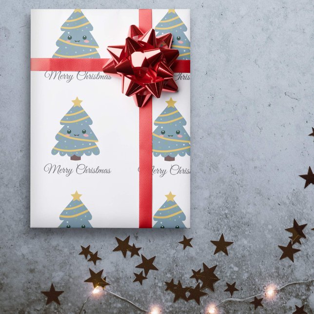 Papel de envolvimiento de árbol de Navidad (Cute Christmas Tree Wrapping Paper)