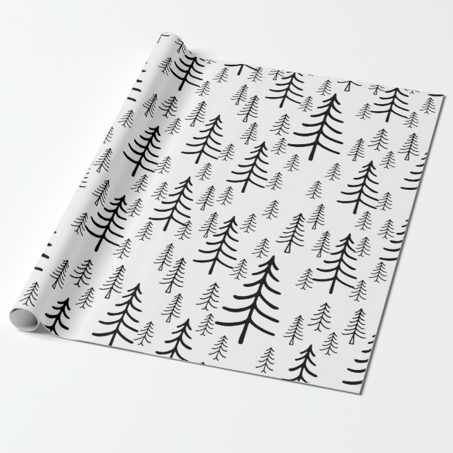 Papel de envolvimiento de árbol de Navidad minimal (Desenrollado)