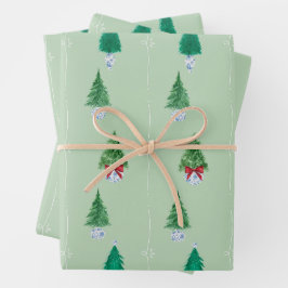 Papel de envolvimiento de árbol de Navidad verde