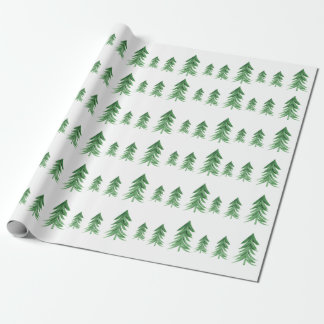 Papel de envolvimiento de árbol navideño acuarela