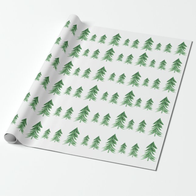 Papel de envolvimiento de árbol navideño acuarela (Desenrollado)