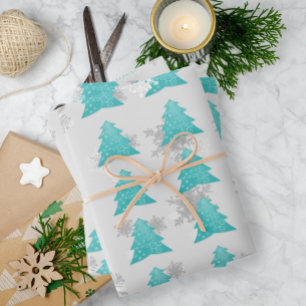 Papel de envolvimiento de árbol navideño festivo v