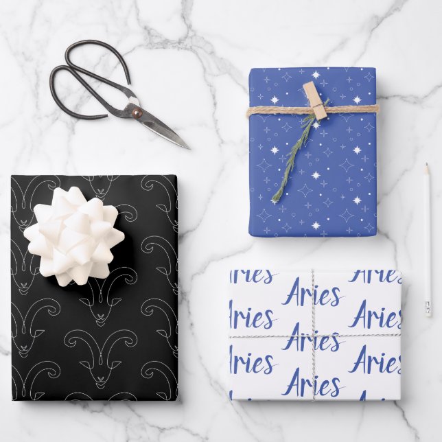 Papel de envolvimiento de ⭐ Aries | Conjunto de 3 (Anverso)