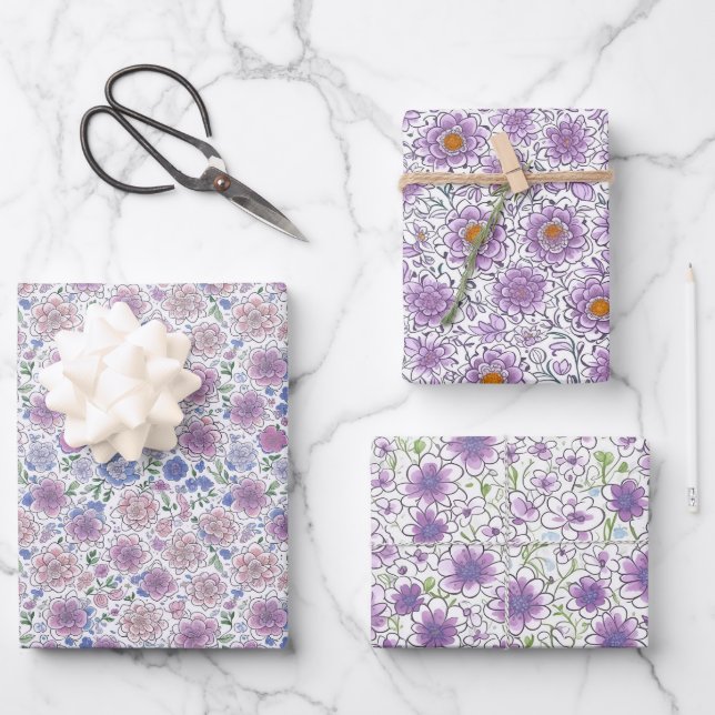 Papel de envolvimiento de arte moderno morado (Anverso)