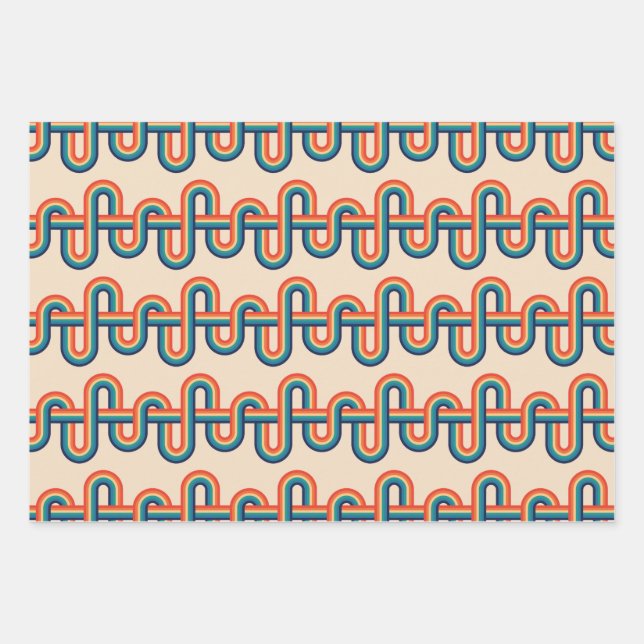 Papel de envolvimiento de barrena arcoiris vintage (Anverso)