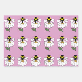 Papel de envolvimiento de Bee Daisy (conjunto de 3
