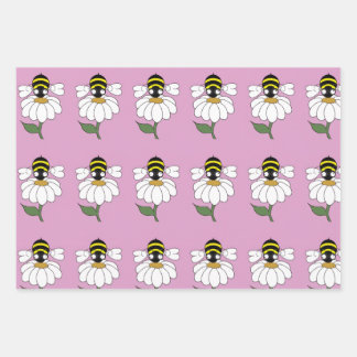 Papel de envolvimiento de Bee Daisy (conjunto de 3
