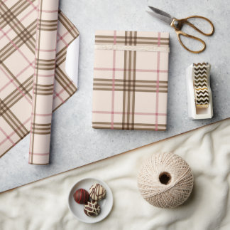 Papel de envolvimiento de Beige Brown Tartan Plaid