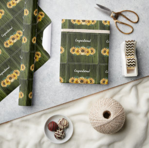 Papel de envolvimiento de Boda de girasol verde ru