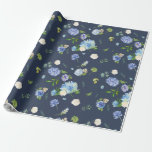 Papel de envolvimiento de Boda de la hidrangea azu<br><div class="desc">Papel de envolvimiento de Boda de la hidrangea azul de la marina</div>