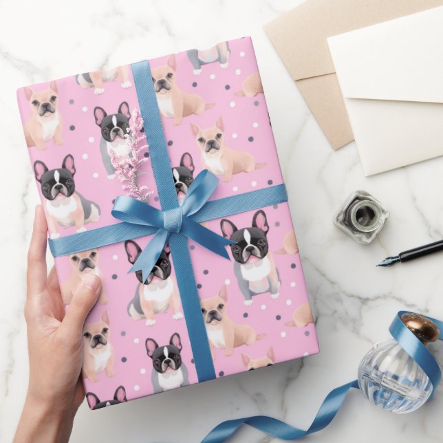 Papel de envolvimiento de Bulldog francés de punto (Regalar)