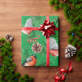 Papel de envolvimiento de bullfinch para navidades