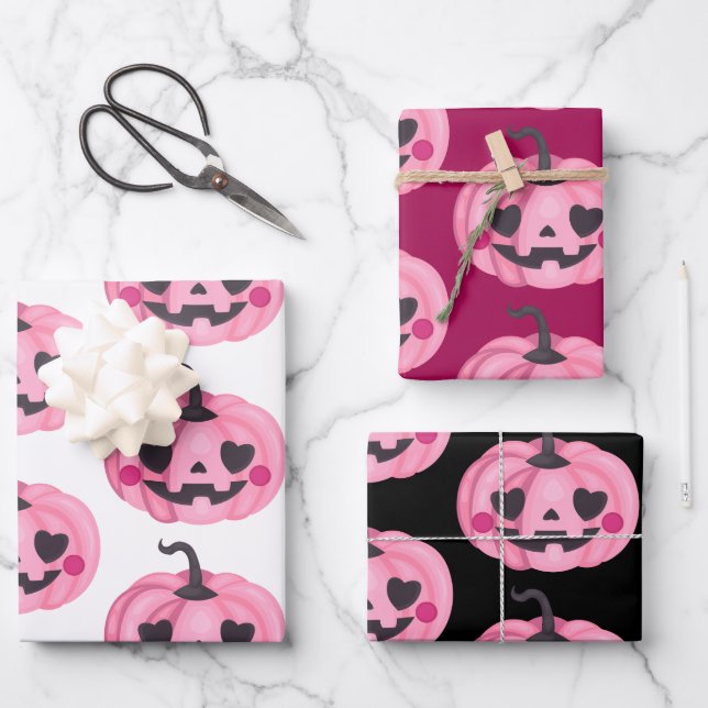 Papel de envolvimiento de calabaza rosa (Anverso)