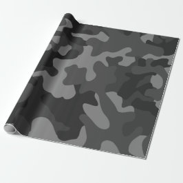 Papel de envolvimiento de camo negro y gris, regal