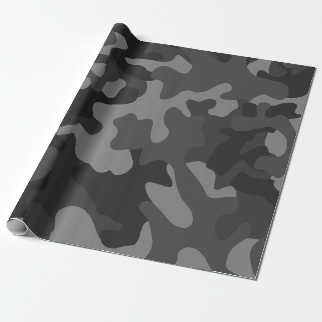 Papel de envolvimiento de camo negro y gris, regal (Desenrollado)