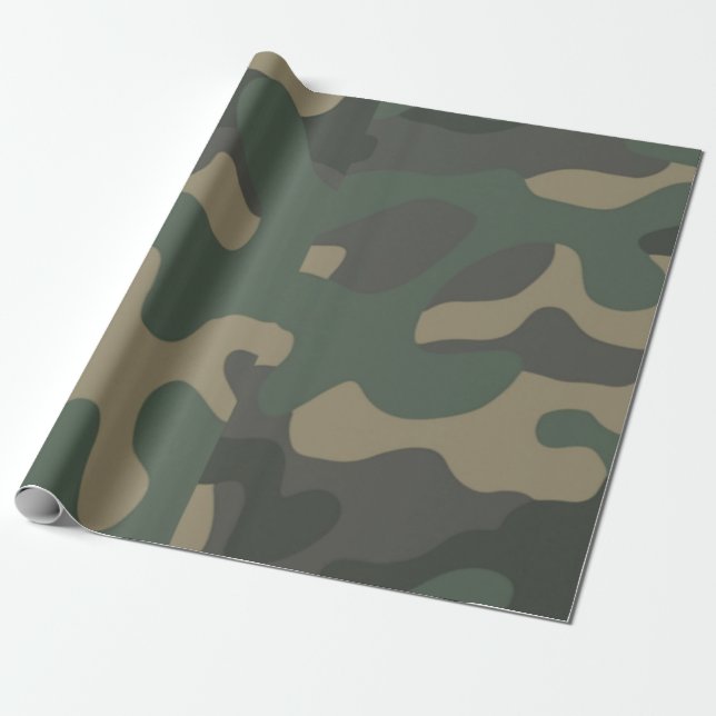 Papel de envolvimiento de camo verde, regalos, cum (Desenrollado)