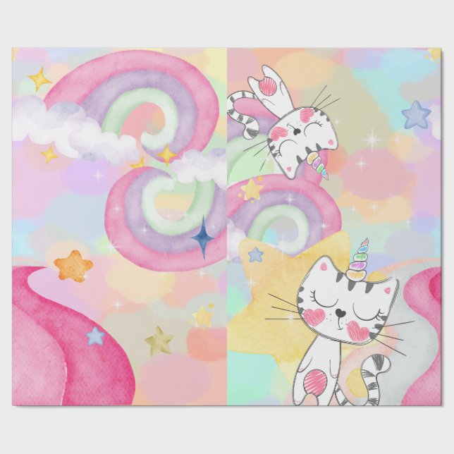 Papel de envolvimiento de caticorn de aspecto gica (Costura)