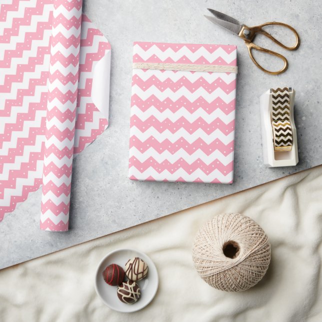 Papel de envolvimiento de chevron rosado de moda (Artesanía)