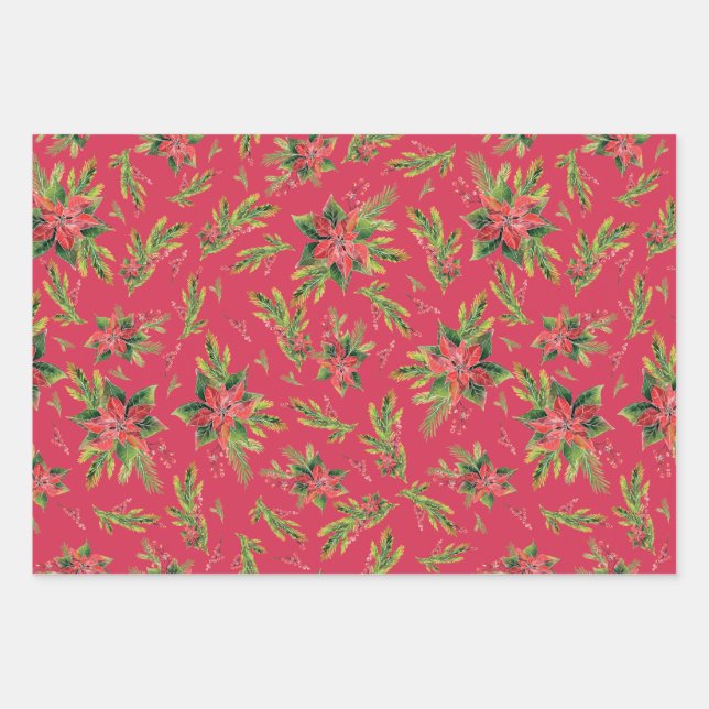 Papel de envolvimiento de chrictmac verde rojo (Anverso)