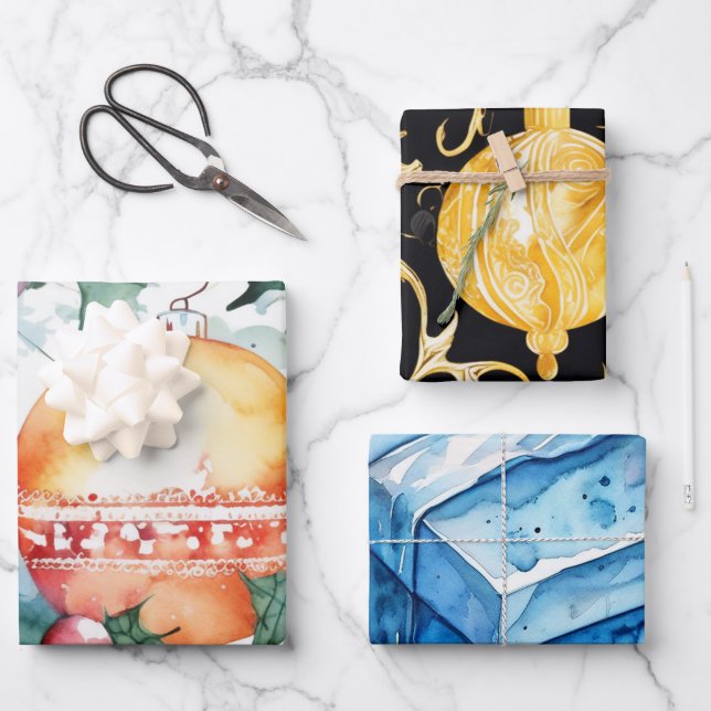 Papel de envolvimiento de Christma conjunto de hoj (Anverso)