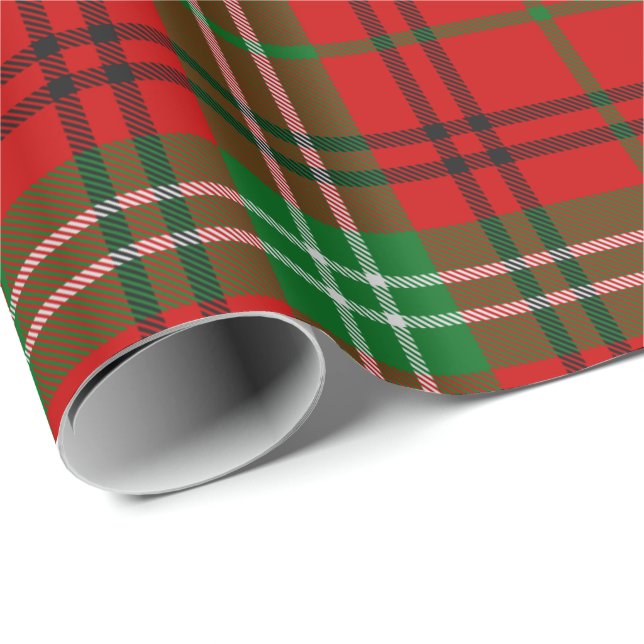 Papel de envolvimiento de Clan Morrison Red Tartan (Esquina del rollo)